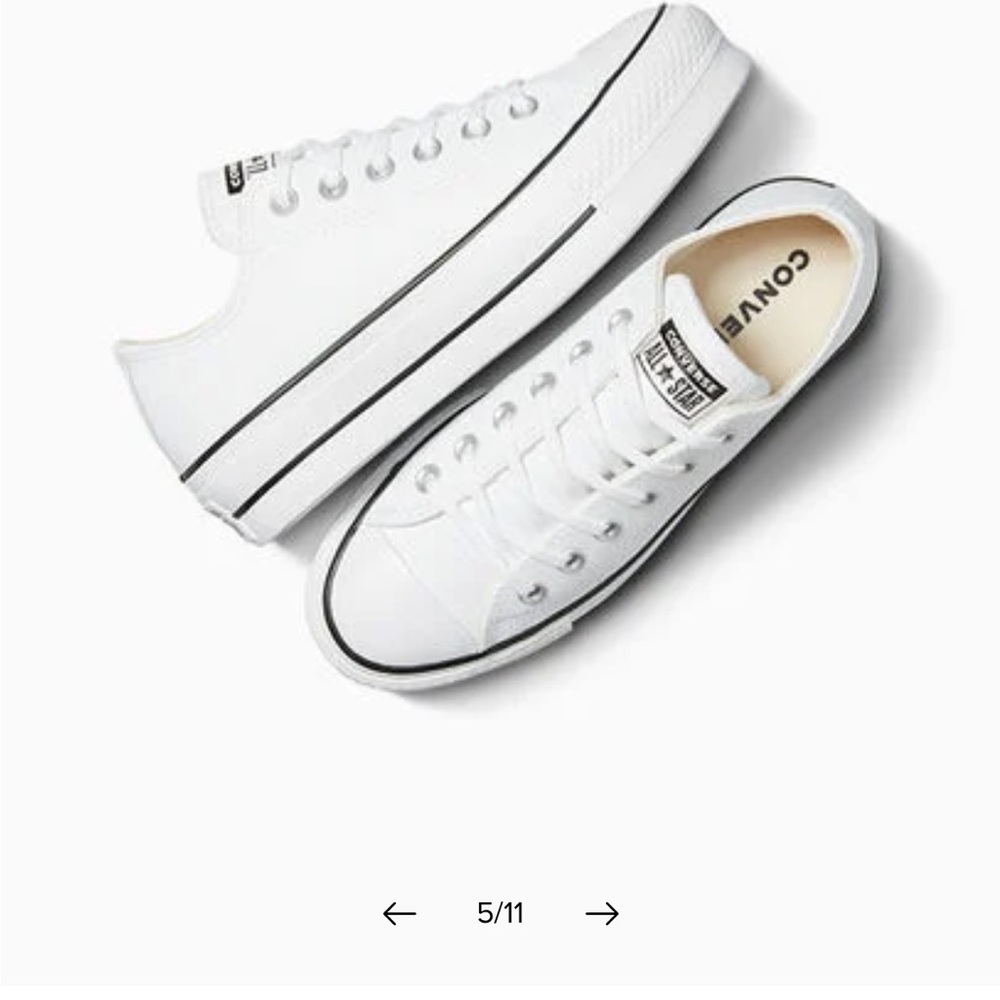 White Converse Platform Leather Low-Top Sneakers